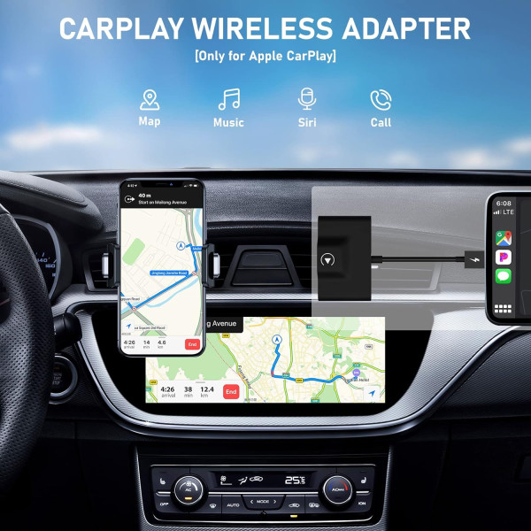  CarPlay inalámbrico - CarPlay con cable CarPlay Convertidor de  coches inalámbrico CarPlay, adaptador inalámbrico CarPlay, adaptador  inalámbrico Apple CarPlay, Plug & Play de uso rápido y fácil para : Todo lo